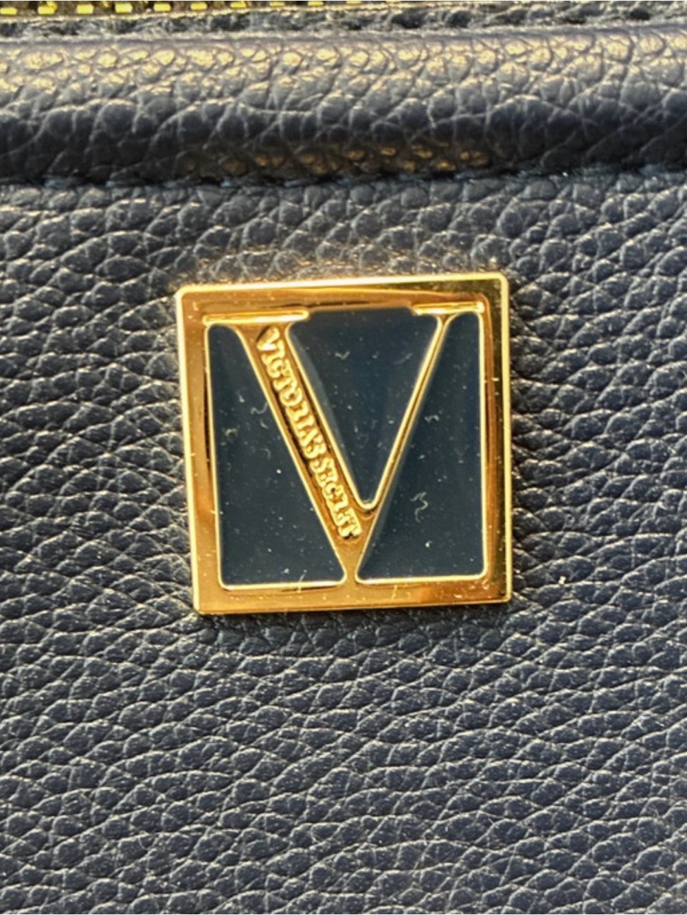 Victoria's Secret Navy Mini Backpack with Gold Chain Accent - Picture 3 of 6